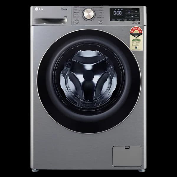 Washing machine repair technician at work